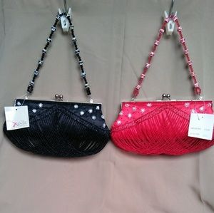 Red or black beaded evening bag
